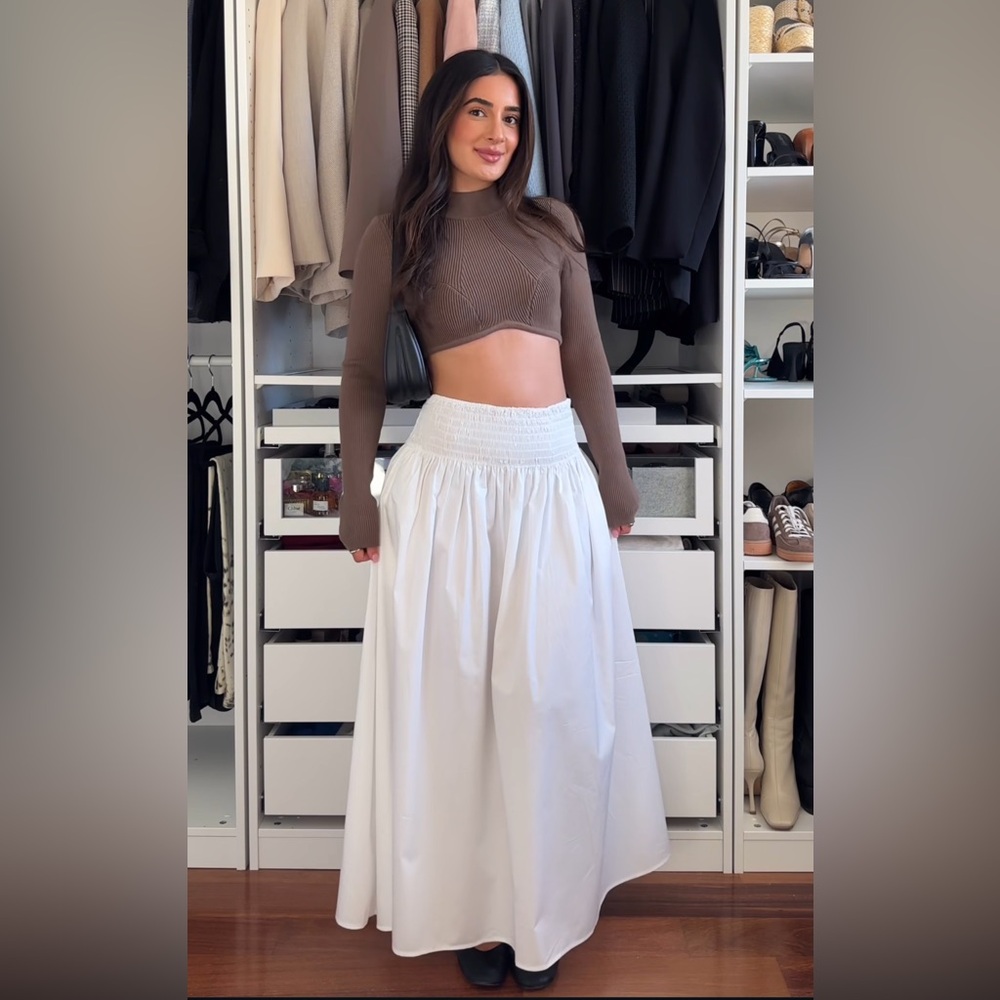 ZARA POPLIN SKIRT MIDI SKIRT